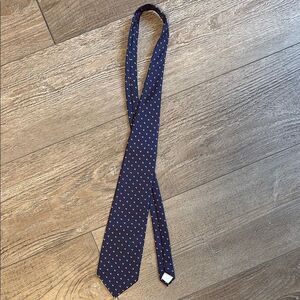 Vintage Valentino Cravatte Silk Dark Blue & Red Patterned Neck Tie
